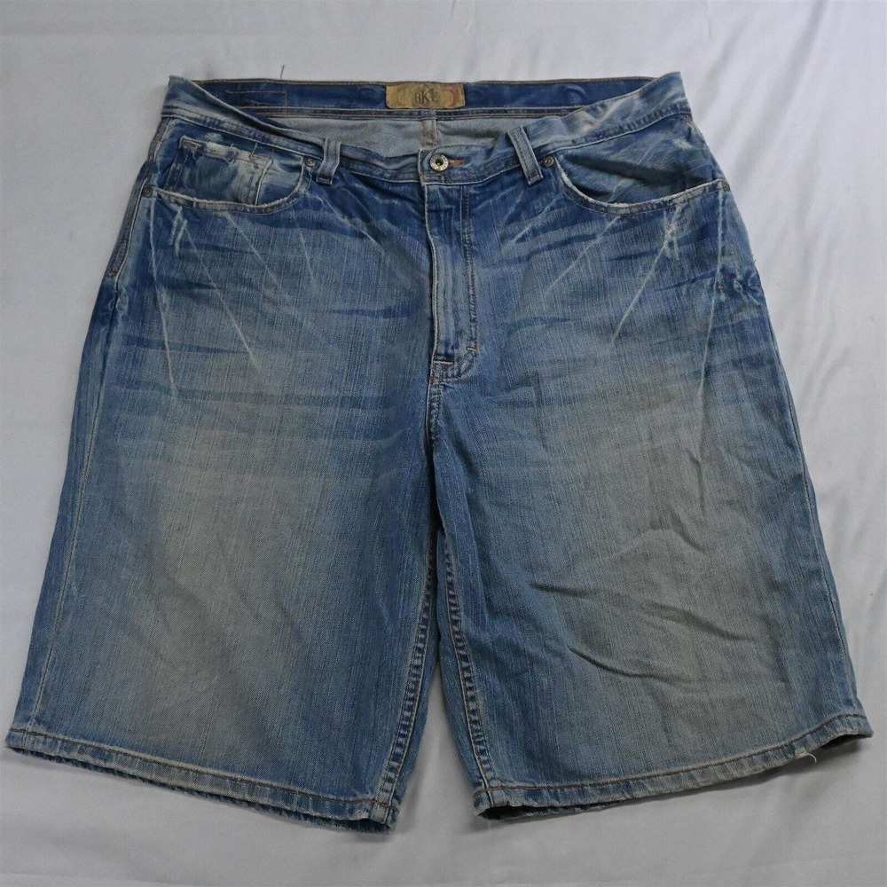 Buckle 36‎ x 12" Flat Front Light Wash Distressed Denim Jean Shorts